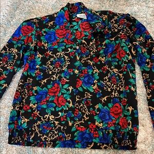 Allison Daley Red and Blue Floral Blouse